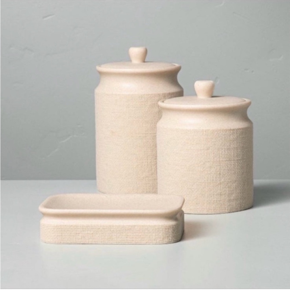 Hearth and Hand Cream Textured Canister Set of 2